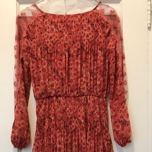 Free People XS Mauve/Pink Smocked Long Sleeve Dres